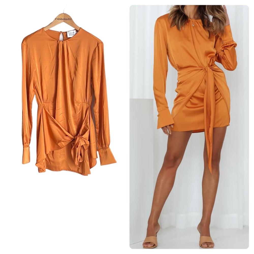 Hello Molly Burnt Orange Long-Sleeve Mini Dress
